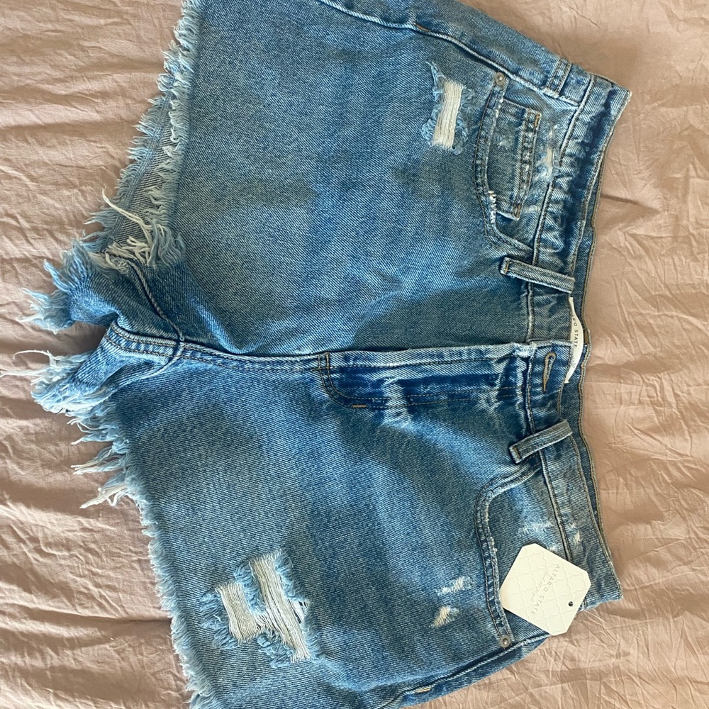 Altar'd State Frayed Hem Blue Jean Shorts